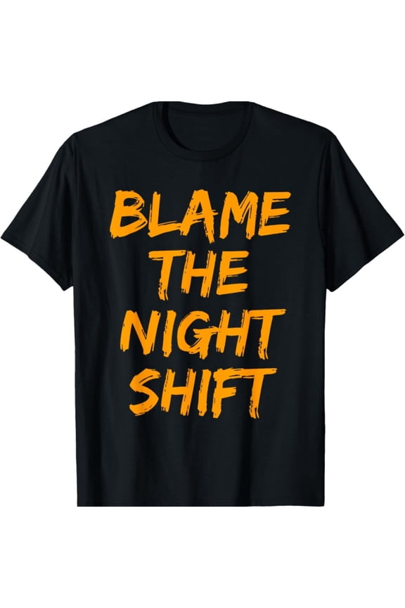 Blame The Night Shift" Men's Cotton T-Shirt - Casual & Stylish, Perfect for Daytime Shifters, Machine Washable, Crew Neck, Geometric Print