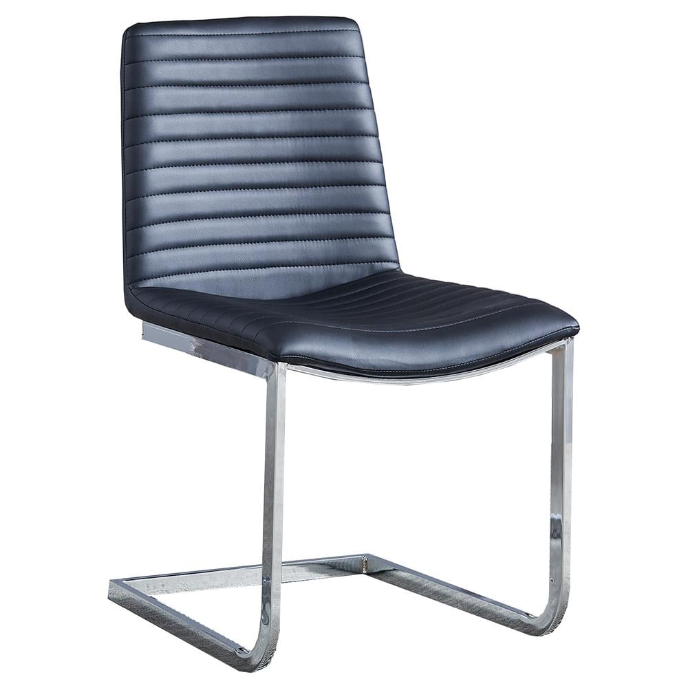 Blanca Low Back Black Faux Leather Side Chair with Metal Legs