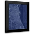 thumbnail image 1 of Blanchard 14x18 Black Modern Framed Museum Art Print Titled - Antique Map of Chicago (blue), 1 of 5
