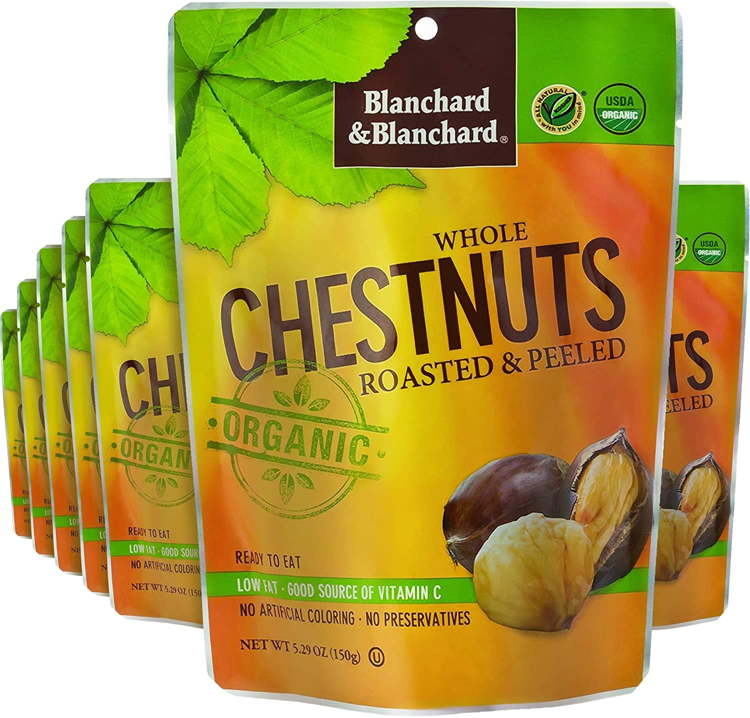 Blanchard & Blanchard Organic Whole Chestnuts Roasted and Peeled Pack of 12