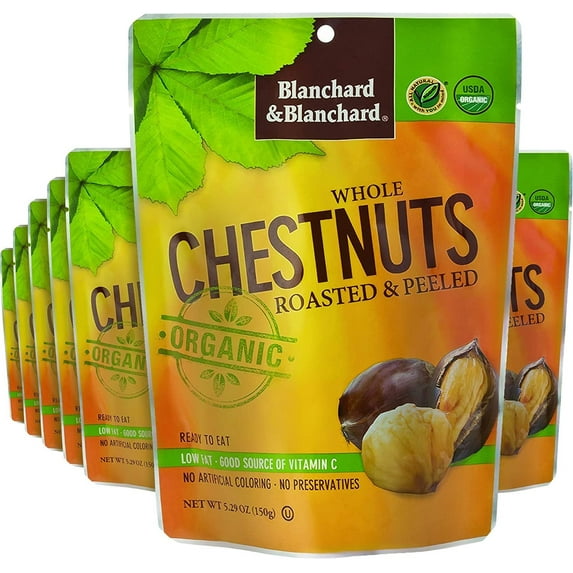 Blanchard & Blanchard Organic Whole Chestnuts Roasted and Peeled Pack of 12
