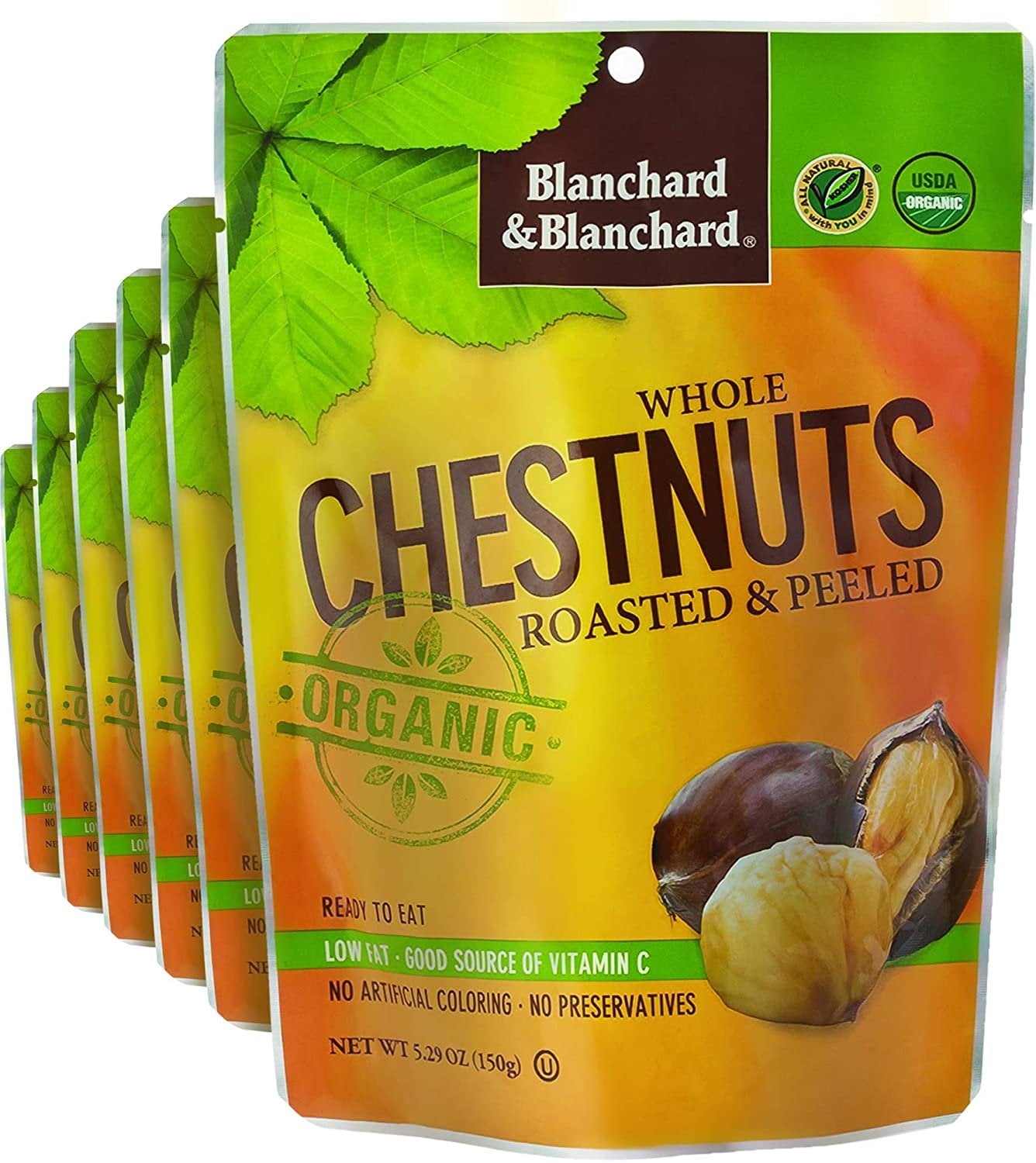 Blanchard & Blanchard Whole Chestnuts Roasted & Peeled Organic 5.29oz 6 Pack