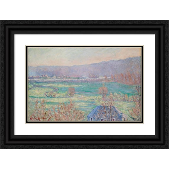 Blanche Hoschedé-Monet 14x11 Black Ornate Wood Framed Double Matted Museum Art Print Titled: The Blue House Around Giverny