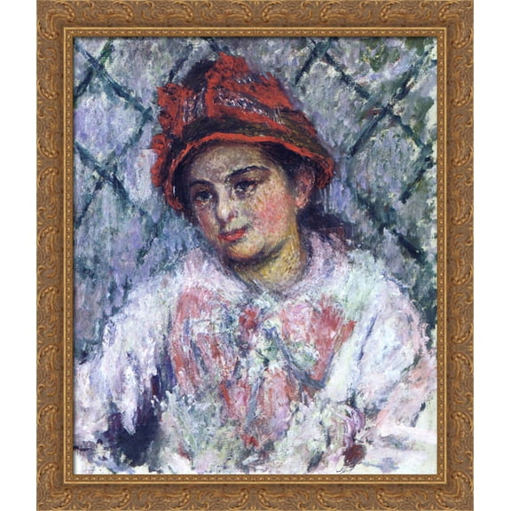 Blanche Hoschede 28x34 Large Gold Ornate Wood Framed Canvas Art by Claude Monet