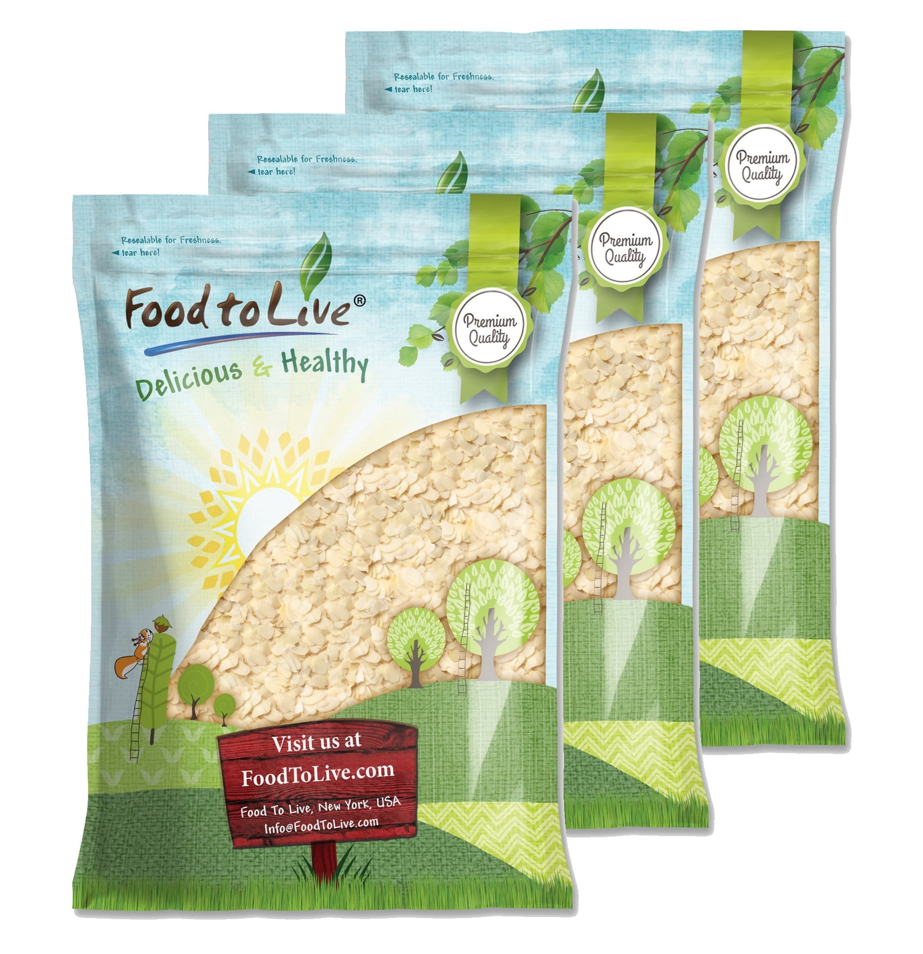 Blanched Sliced Almonds, 18 Pounds — Kosher, Vegan — by Food to Live