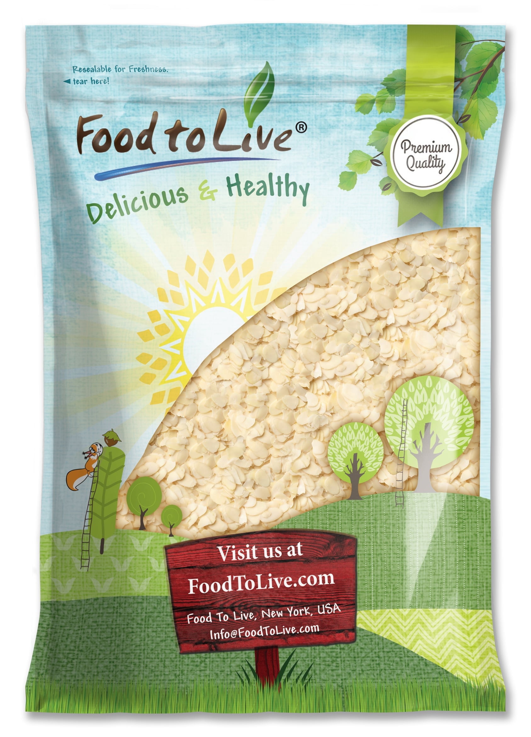 Blanched Sliced Almonds, 8 Pounds — Kosher, Vegan — by Food to Live