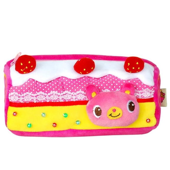 Blancho Bedding HQ-25-PINK 3.5 x 2.5 x 2.5 in. Pink Cake Design Embroidered Applique Pencil Pouch Bag, Pencil Holder & Carrying Case - Pink