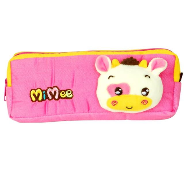 Blancho Bedding HQ-52-PINK 3.7 x 2.7 x 1.6 in. Funny Bunny Design Embroidered Applique Pencil Pouch Bag, Pencil Holder & Carrying Case - Pink