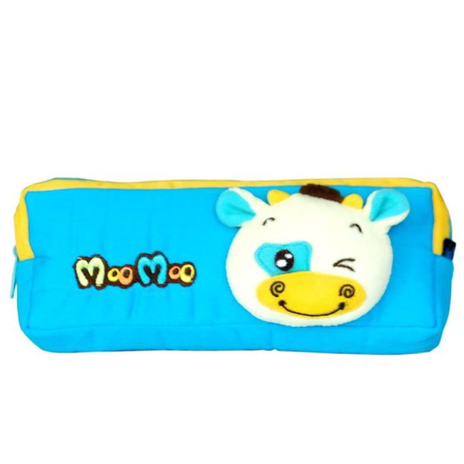 Blancho Bedding HQ-52-BLUE 3.7 x 2.7 x 1.6 in. Funny Frog Design Embroidered Applique Pencil Pouch Bag, Pencil Holder & Carrying Case - Blue