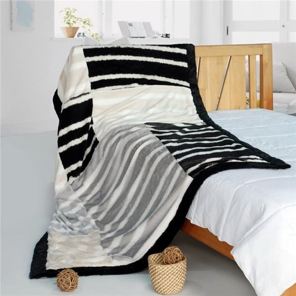 Blancho Bedding ONITIVA-BLK-105 61 by 86.6 in. Classic Stripe Design Patchwork Throw Blanket, Gray
