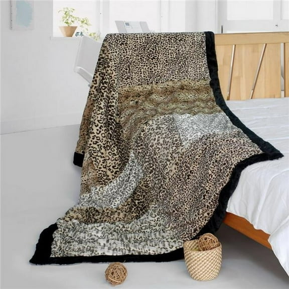 Blancho Bedding ONITIVA-BLK-085 61 by 86.6 in. Enthusiasm Design Animal Style Patchwork Throw Blanket, Brown