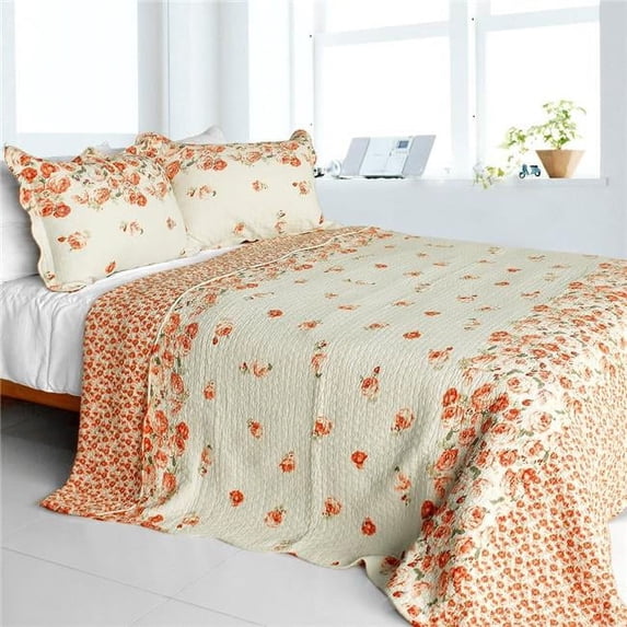 Blancho Bedding Newlyweds2 - Cotton 3 Pieces Vermicelli-Quilted Patchwork Quilt Set Full & Queen Size - Pink