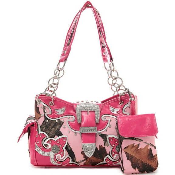 Blancho Bedding Womens Leaf PU Leather Handbag Fashion Elegant Tote Bag Fuchsia