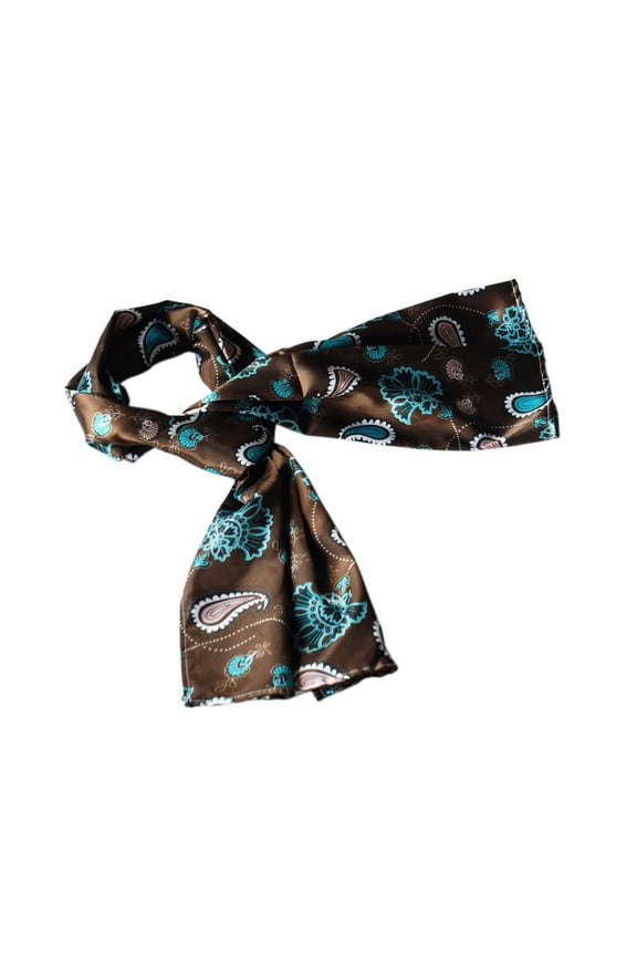 Blancho Dark Brown Paisley & Flower Pattern Elegant Extremely Soft Silk Scarf/Wrap/Shawl(Large)