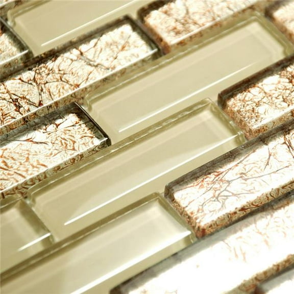 Blancho TIL-JFD-GM902-6PC Dazzling Golden Design Peel & Stick Mosaic Decorative Wall Tile, Multi Color - 6 Piece