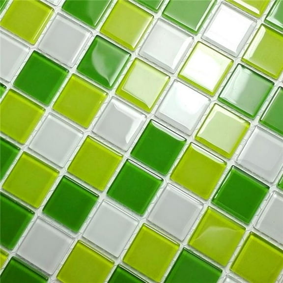 Blancho TIL-JFD-GB013-2PC Fresh Green Design Peel & Stick Mosaic Decorative Wall Tile, Multi Color - 2 Piece