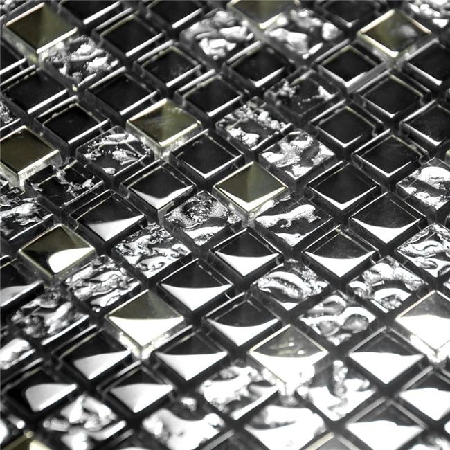 Blancho TIL-JFD-STD15002-2PC Jet Black Design Peel & Stick Mosaic Decorative Wall Tile, Multi Color - 2 Piece