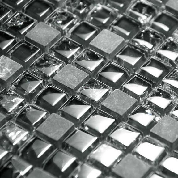 Blancho TIL-JFD-GS089B-10PC Mysterious Black Design Peel & Stick Mosaic Decorative Wall Tile, Multi Color - 10 Piece