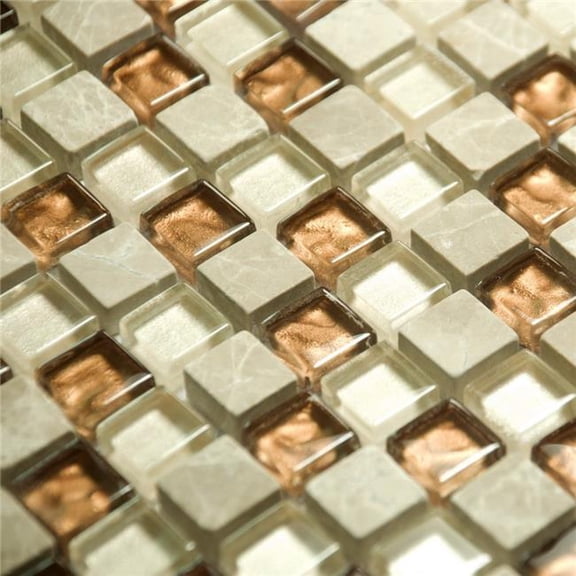 Blancho TIL-JFD-PC004-10PC Orange Ornament Design Peel & Stick Mosaic Decorative Wall Tile, Multi Color - 10 Piece