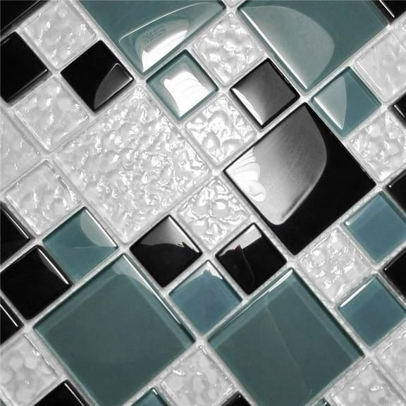 Blancho TIL-JFD-GM624-10PC Tricolor Lattice Design Peel & Stick Mosaic Decorative Wall Tile, Multi Color - 10 Piece