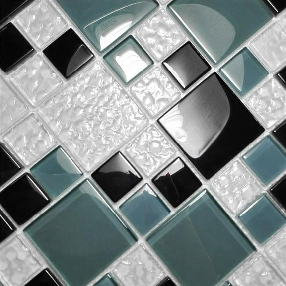Blancho TIL-JFD-GM624-2PC Tricolor Lattice Design Peel & Stick Mosaic Decorative Wall Tile, Multi Color - 2 Piece