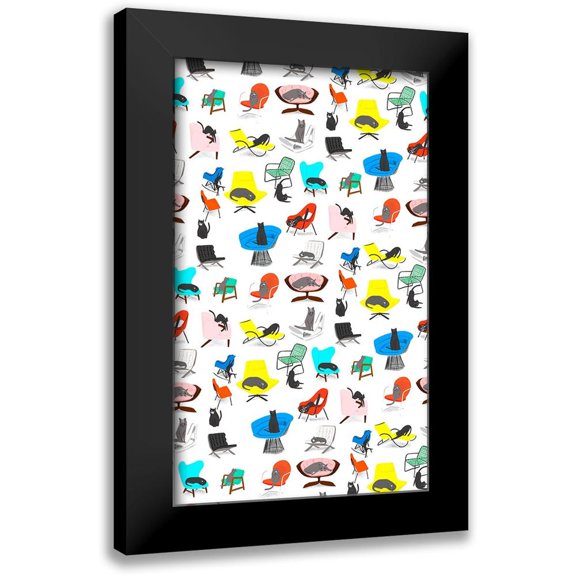 Blanckslate 10x14 Black Modern Framed Museum Art Print Titled - Mod Cats Collection E