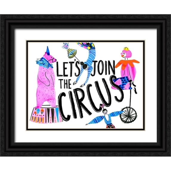Blanckslate 14x12 Black Ornate Wood Framed with Double Matting Museum Art Print Titled - Circus Fun Collection A
