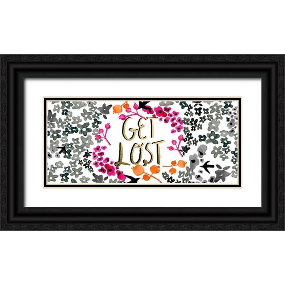Blanckslate 14x8 Black Ornate Wood Framed with Double Matting Museum Art Print Titled - Roam Free Collection D