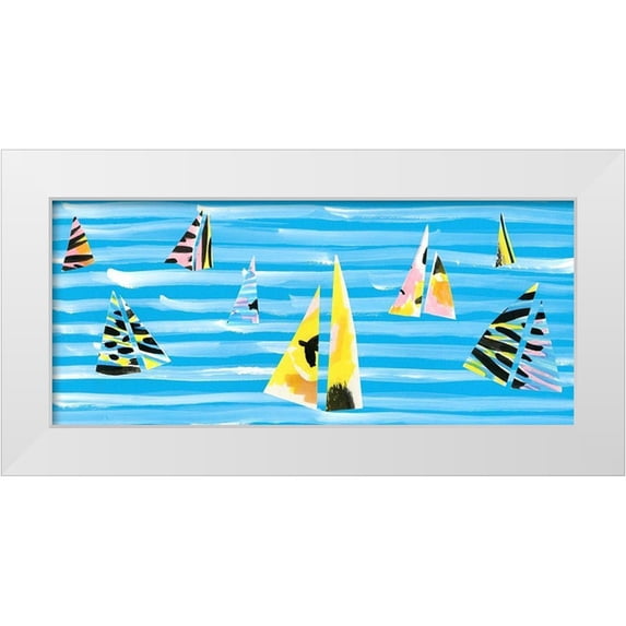 Blanckslate 14x8 White Modern Wood Framed Museum Art Print Titled - Capri Collection D