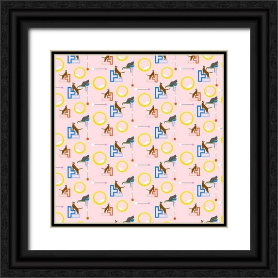 Blanckslate 15x15 Black Ornate Wood Framed with Double Matting Museum Art Print Titled - Mod Cats Collection G