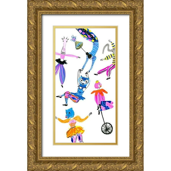 Blanckslate 19x32 Gold Ornate Wood Framed with Double Matting Museum Art Print Titled - Circus Fun Collection B