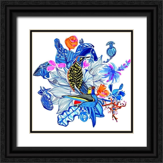 Blanckslate 20x20 Black Ornate Wood Framed with Double Matting Museum Art Print Titled - Menagerie I