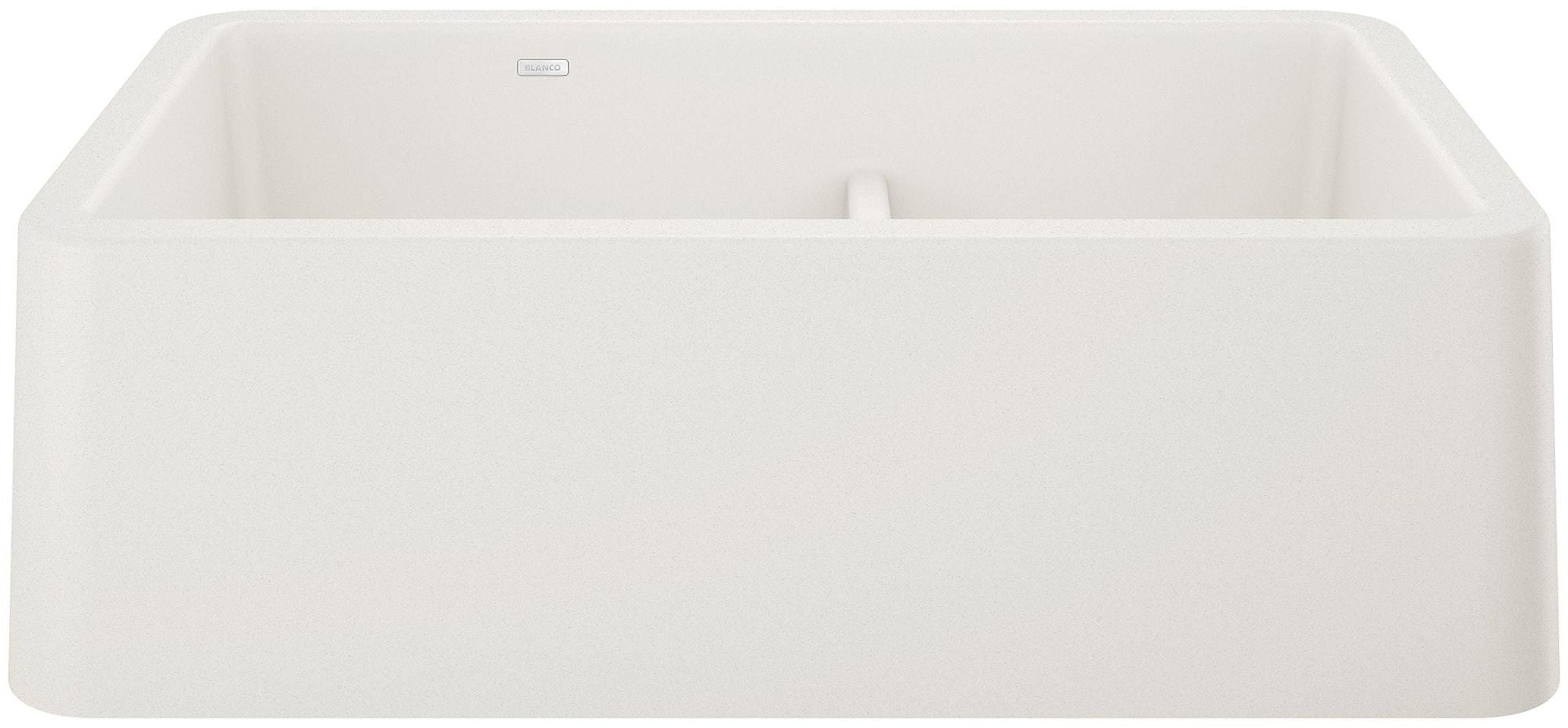 White Stone Double Bowl Farmhouse Kitchen Sink, 33-inch