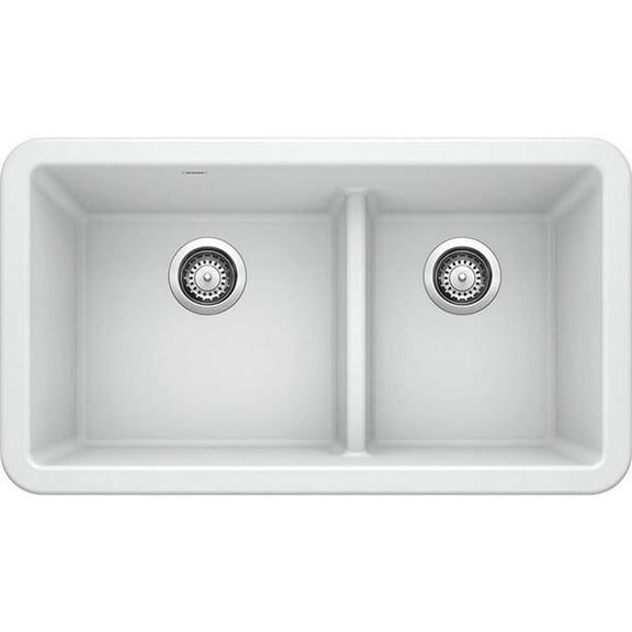 Blanco 402324 33 in. Ikon Apron Low Divide Kitchen Sink, White