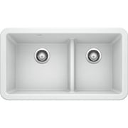 Blanco 402322 Ikon 33" Farmhouse Double Basin Silgranit Kitchen Sink - White