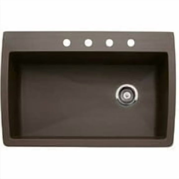 Blanco 440192-4 Diamond 4-Hole Single-Basin Drop-In or Undermount Granite Kitchen Sink, Cafe Brown