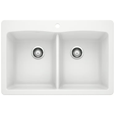 Blanco 440221 DIAMOND 33" Equal Double Dual Deck SILGRANIT Sink, White