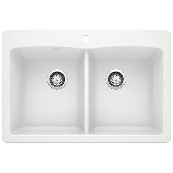 Blanco 440221 DIAMOND 33" Equal Double Dual Deck SILGRANIT Sink, White
