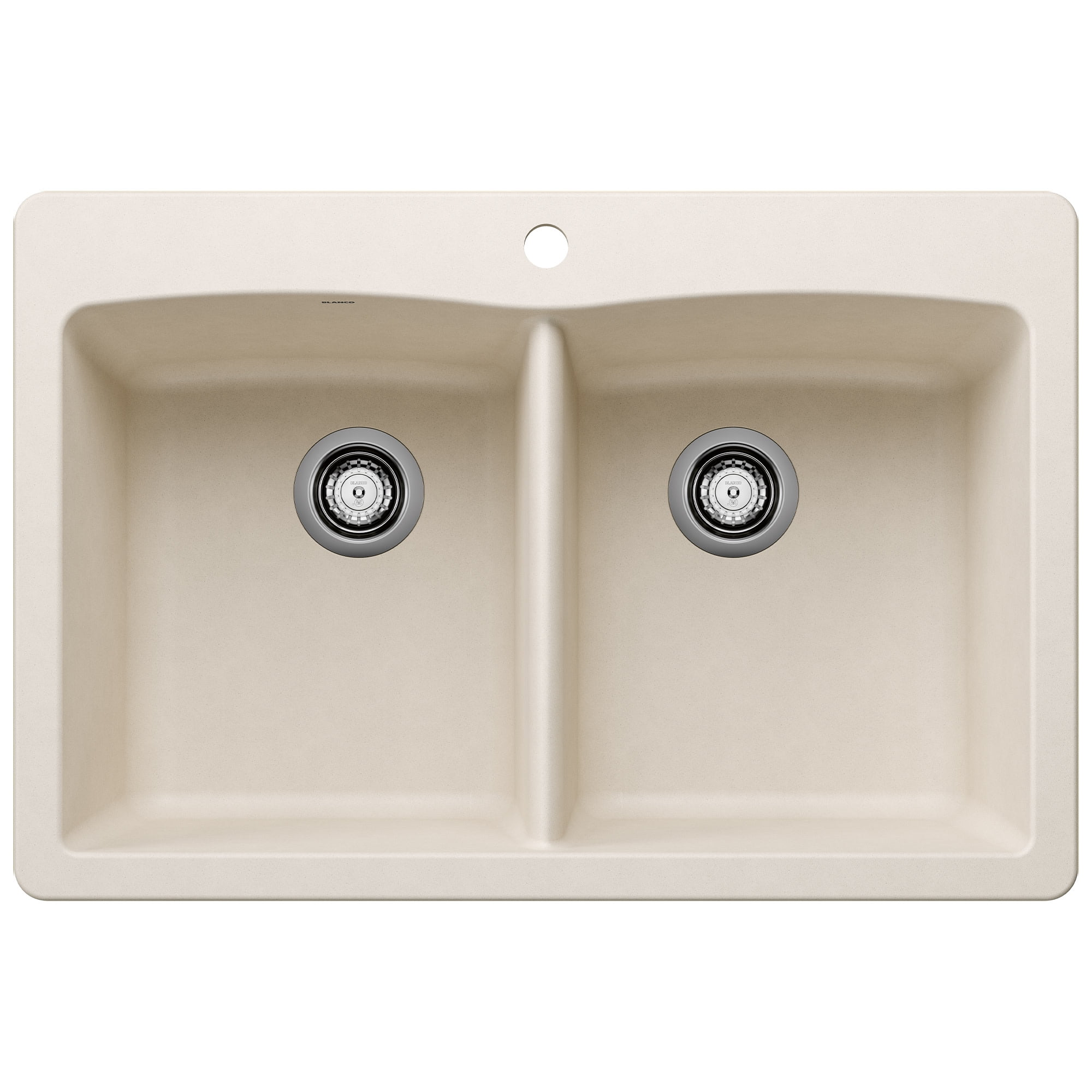 Soft White Stone Double Bowl Drop-In Kitchen Sink
