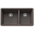 thumbnail image 1 of Blanco 443118 33 in. 60-40 Precis Silgranti Double Bowl Undermount Kitchen Sink - Volcano Gray, 1 of 7