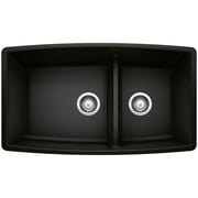 Blanco 441310 Performa 33" Undermount Double Basin Silgranit Kitchen Sink - Black
