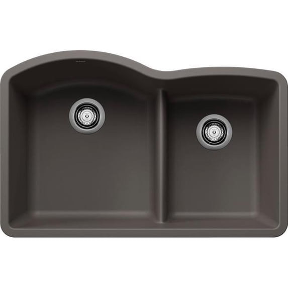 Blanco 443102 1.75 in. Low Divide Silgranit Kitchen Sink - Volcano Grey