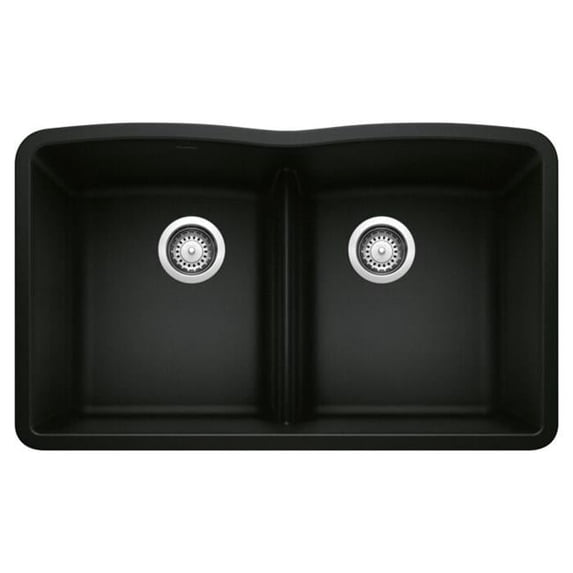 Blanco 442914 Diamond Equal Double Low Divide Kitchen Sink, Coal Black