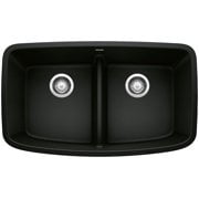 Blanco 442199 Valea 32" Undermount Double Basin Silgranit Kitchen Sink - Black
