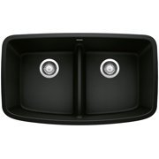 Blanco 442199 Valea 32" Undermount Double Basin Silgranit Kitchen Sink - Black