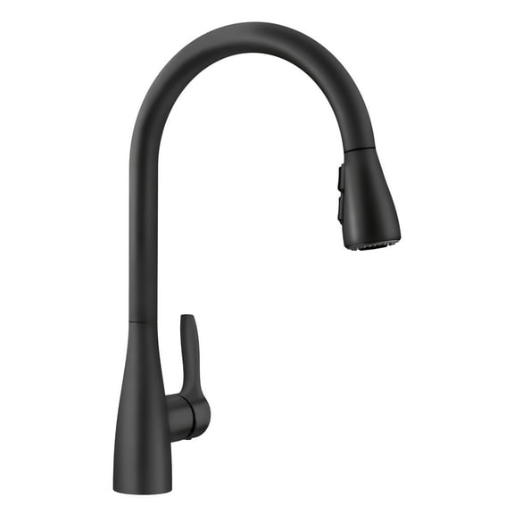 Atura Single Handle Gooseneck Pull-Down Sprayer Kitchen Faucet, Matte Black