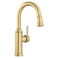 thumbnail image 1 of Empressa Single Handle Gooseneck Bar Faucet with Pull-Down Sprayer, Satin Gold, 1 of 4