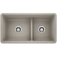 thumbnail image 1 of Blanco 442524 Precis 33" Undermount Double Basin Silgranit Kitchen Sink - Grey, 1 of 7