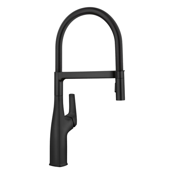 Rivana Semi Pro Single Handle Gooseneck Pull-Down Sprayer Kitchen Faucet, Matte Black