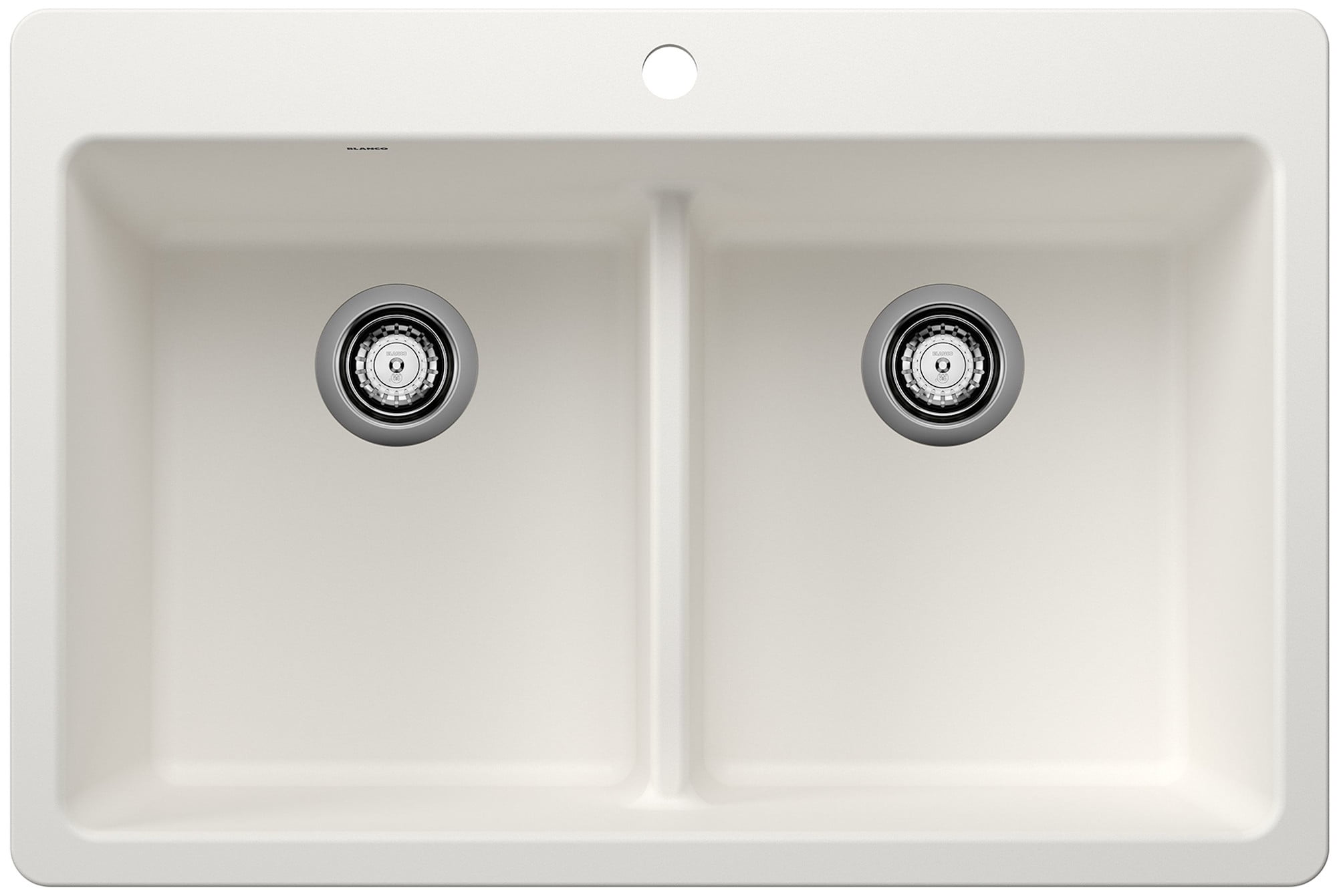 Liven 33" White Stone Double Bowl Drop-In Kitchen Sink